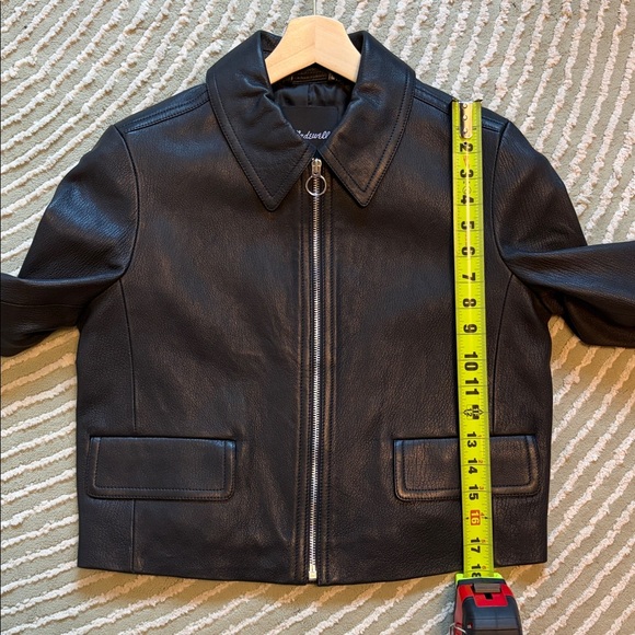 Madewell Shrunken Zip Front Black Leather Jacket - Picture 9 of 10